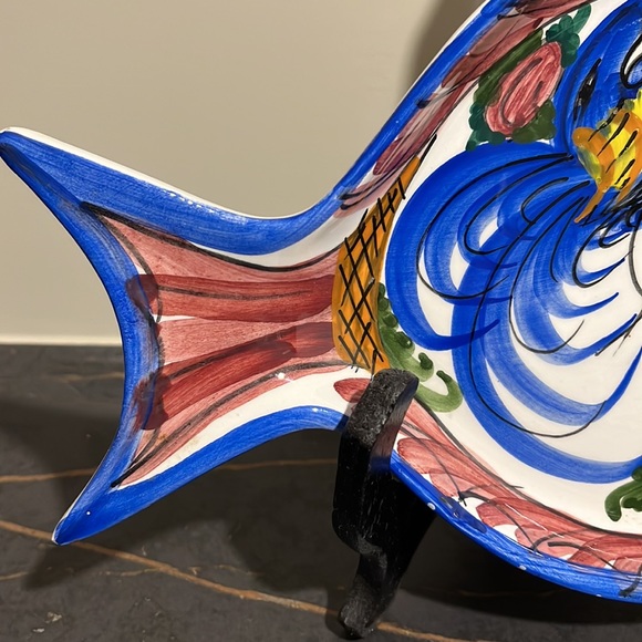 Hand Painted Plate in Fish Pattern, Wall Mounted, Made in Greece - Picture 6 of 6